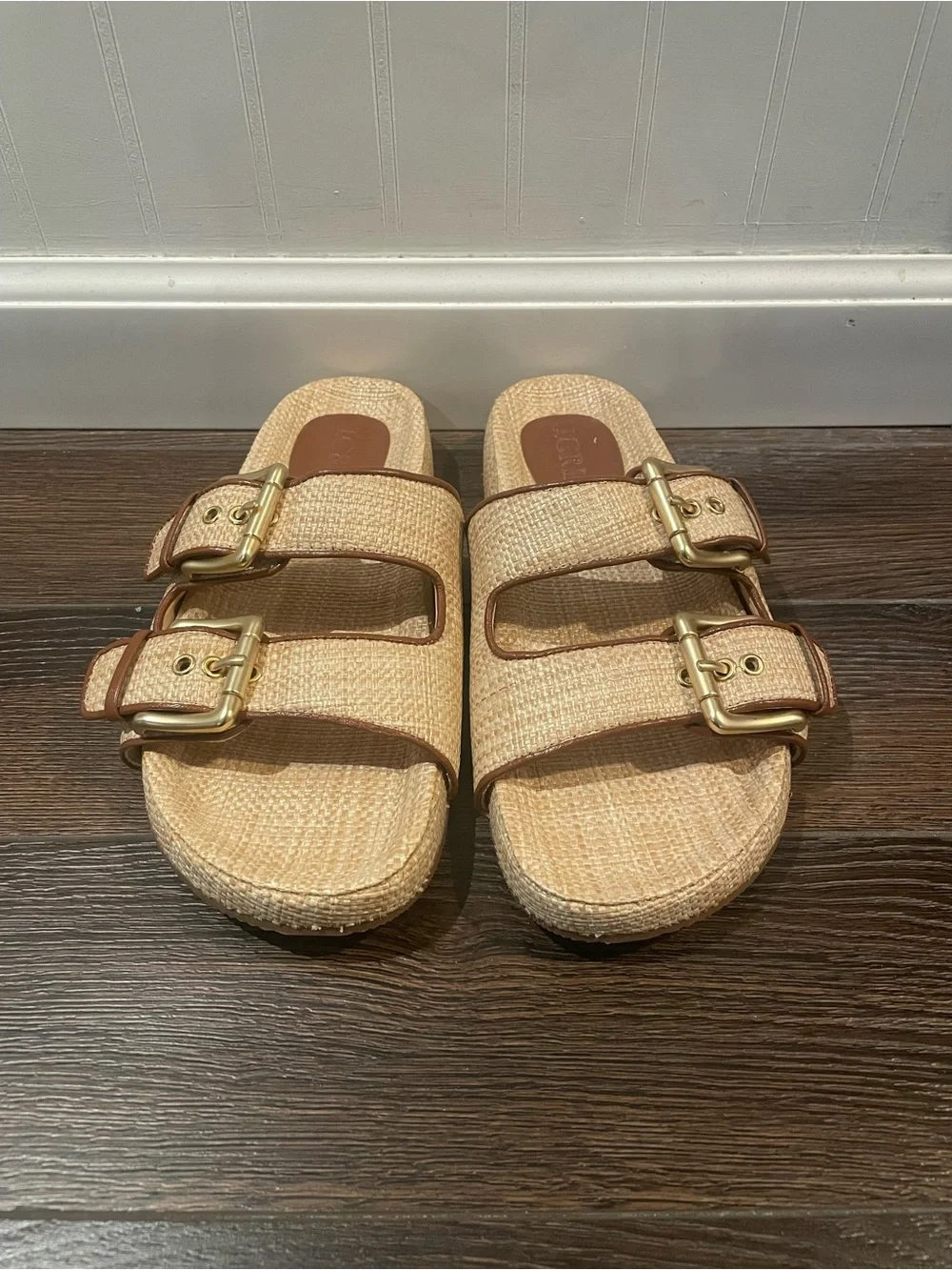 J. Crew Marlow Slip On Sandals In Raffia Beach Coastal Vacation Resortwear 8.5 - Picture 2 of 12